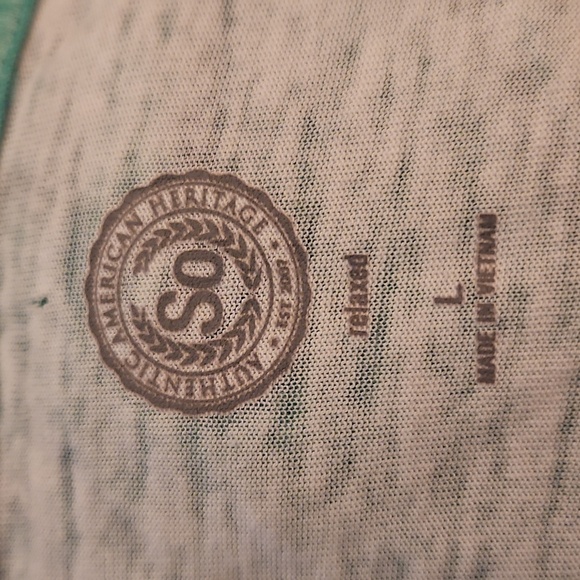 3/$30 SO Green and White Striped Sleeve Relaxed Baseball Tie Waist Burnout Shirt - Picture 6 of 8